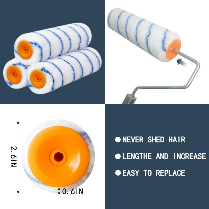 koyata Paint Roller with Extended Detachable Pole Handle, Household Wall Painting Tool, Paint Roller Set for Walls and Ceiling, Paint Roller Brush Easy to Install and Remove (Total Length:7.2feet) - Image 3