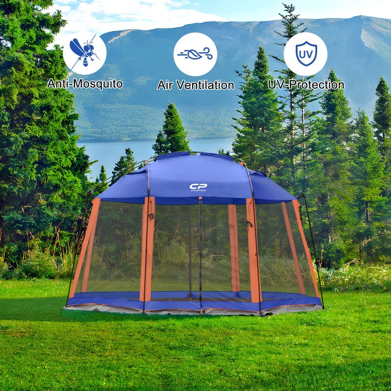 CAMPROS CP Screen House 13 x 13 Ft Screened Mesh Net Wall Canopy Tent Screen Shelter Gazebos for Patios Outdoor Camping Activities - Blue - Image 4