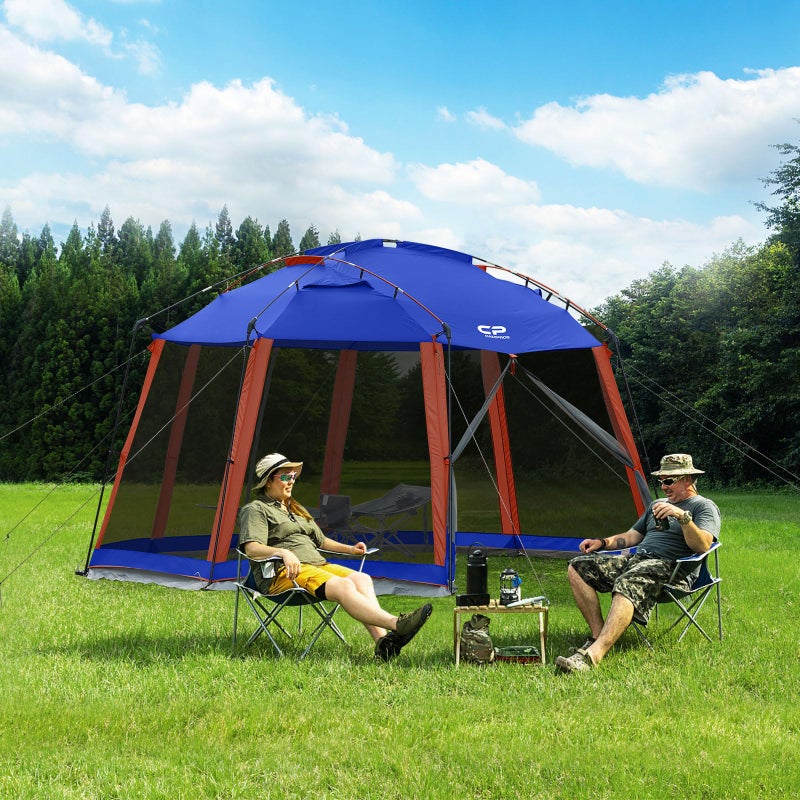CAMPROS CP Screen House 13 x 13 Ft Screened Mesh Net Wall Canopy Tent Screen Shelter Gazebos for Patios Outdoor Camping Activities - Blue - Image 2