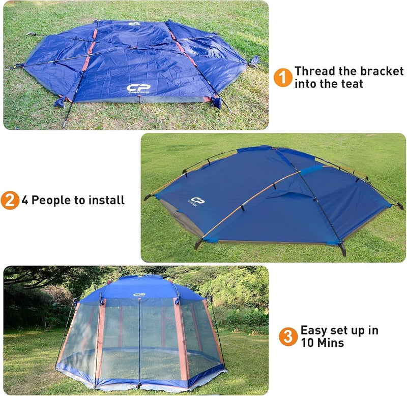 CAMPROS CP Screen House 13 x 13 Ft Screened Mesh Net Wall Canopy Tent Screen Shelter Gazebos for Patios Outdoor Camping Activities - Blue - Image 5