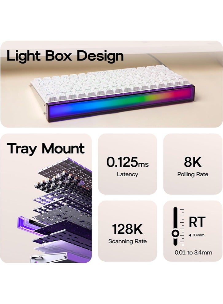 أولا لوحة مفاتيح ألعاب سلكية مغناطيسية Aula Hero84 HE، لوحة مفاتيح سريعة التأثير مع تشغيل قابل للتعديل بمقدار 0.01 مم، استطلاع 8 كيلو هرتز، عزل صوت بخمس طبقات، صندوق إضاءة RGB وإضاءة خلفية (أبيض) - Image 5