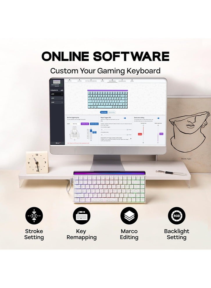 أولا لوحة مفاتيح ألعاب سلكية مغناطيسية Aula Hero84 HE، لوحة مفاتيح سريعة التأثير مع تشغيل قابل للتعديل بمقدار 0.01 مم، استطلاع 8 كيلو هرتز، عزل صوت بخمس طبقات، صندوق إضاءة RGB وإضاءة خلفية (أبيض) - Image 3