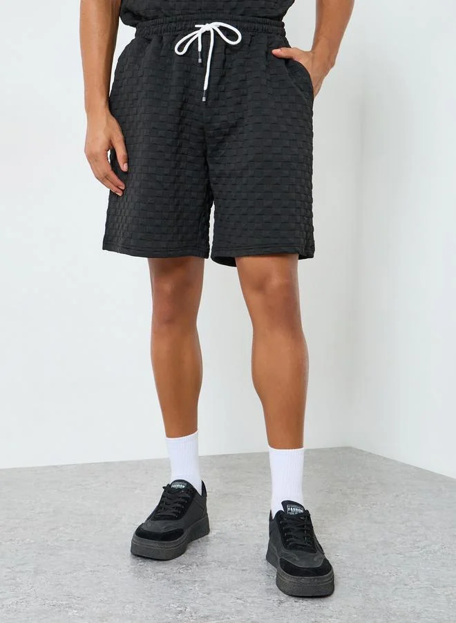 Take Two  Men Textured Stand Collar Shirt and Shorts Co-Ords for Men | Best Price UAE