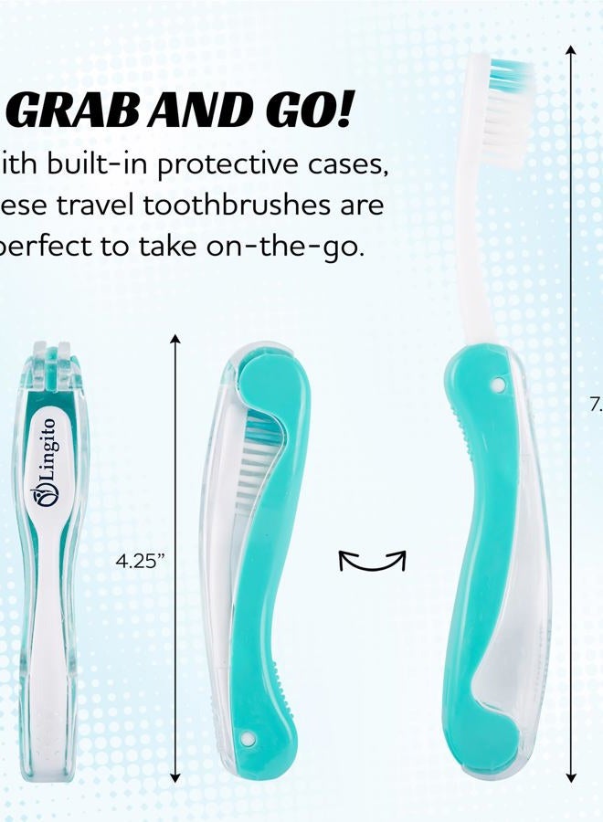 Lingito Travel Mini Toothbrush with Cover, Folding Interlock Toothbrush Adult 4 Pack Soft - Image 3