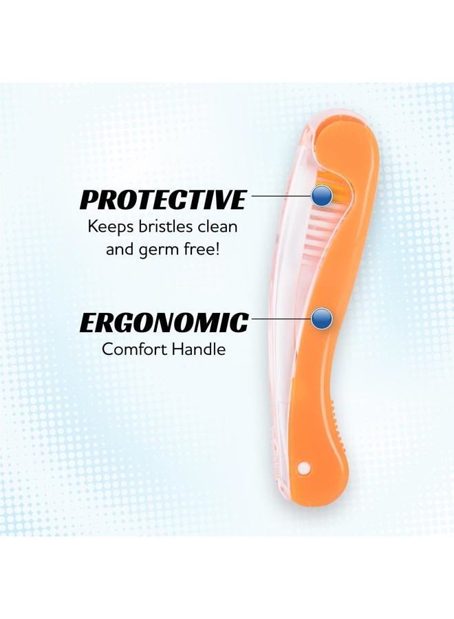 Lingito Travel Mini Toothbrush with Cover, Folding Interlock Toothbrush Adult 4 Pack Soft - Image 4