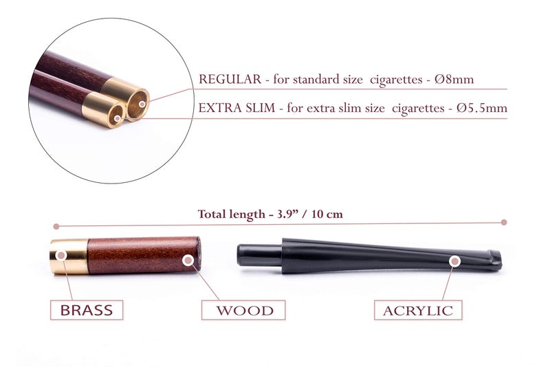 Dr Watson Dr. Watson - 3.9" Short Wooden Cigarette Holder, fits Regular Cigarettes, Smooth Finish, Handmade - Image 3