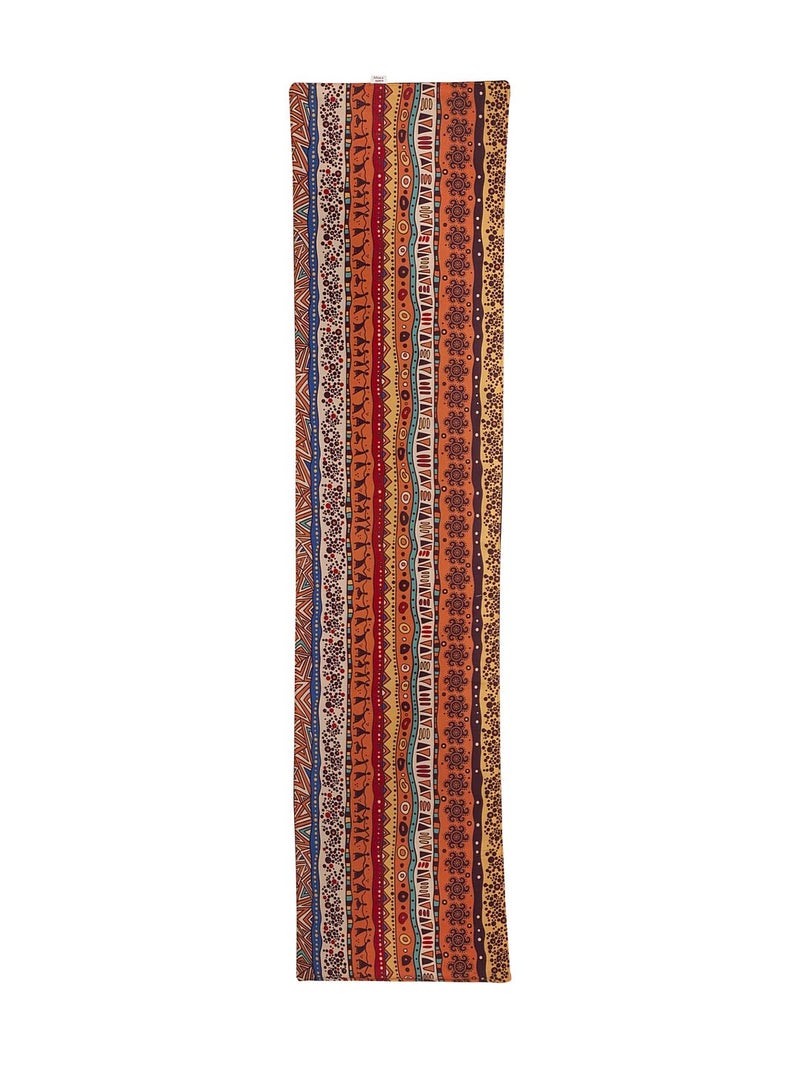 Alina Decor ALINA DECOR Poly Cotton African Pattern HD Printed Washable Runner for Dining Table Runner/Table Runner for Dining Table 4-6 Seater Table Runner Cloth (Brown and Orange Color, 13 Inch X 58 Inch). - Image 2