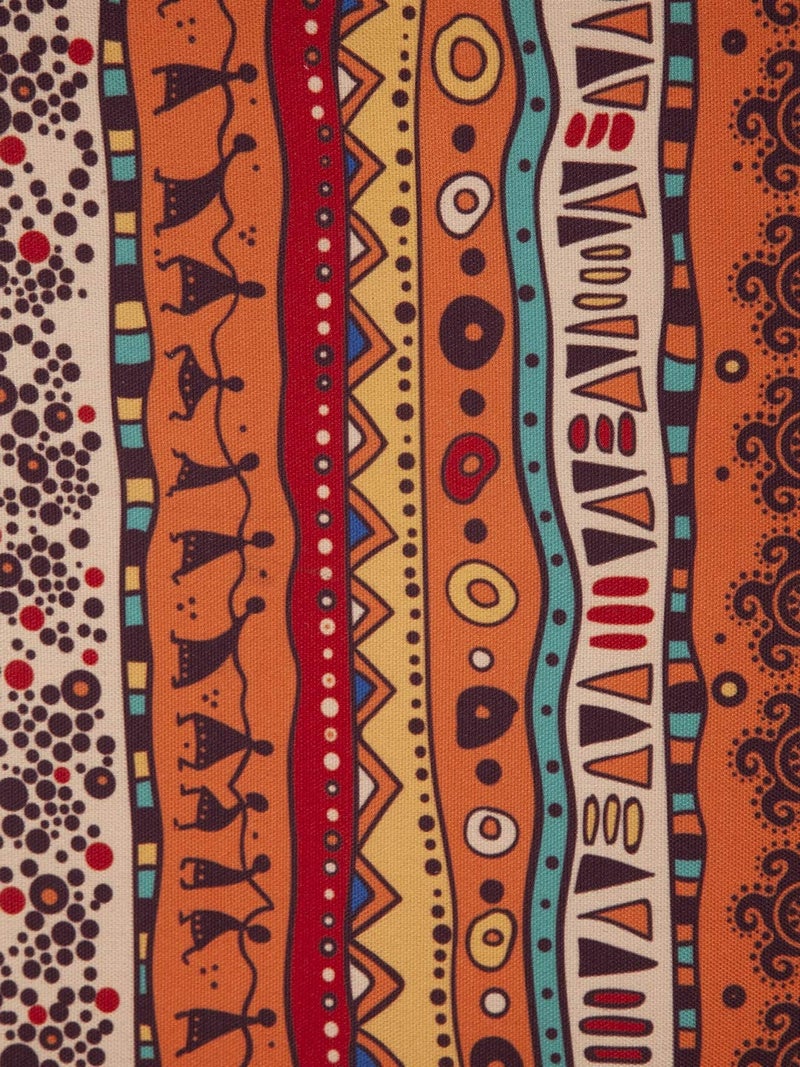 Alina Decor ALINA DECOR Poly Cotton African Pattern HD Printed Washable Runner for Dining Table Runner/Table Runner for Dining Table 4-6 Seater Table Runner Cloth (Brown and Orange Color, 13 Inch X 58 Inch). - Image 3