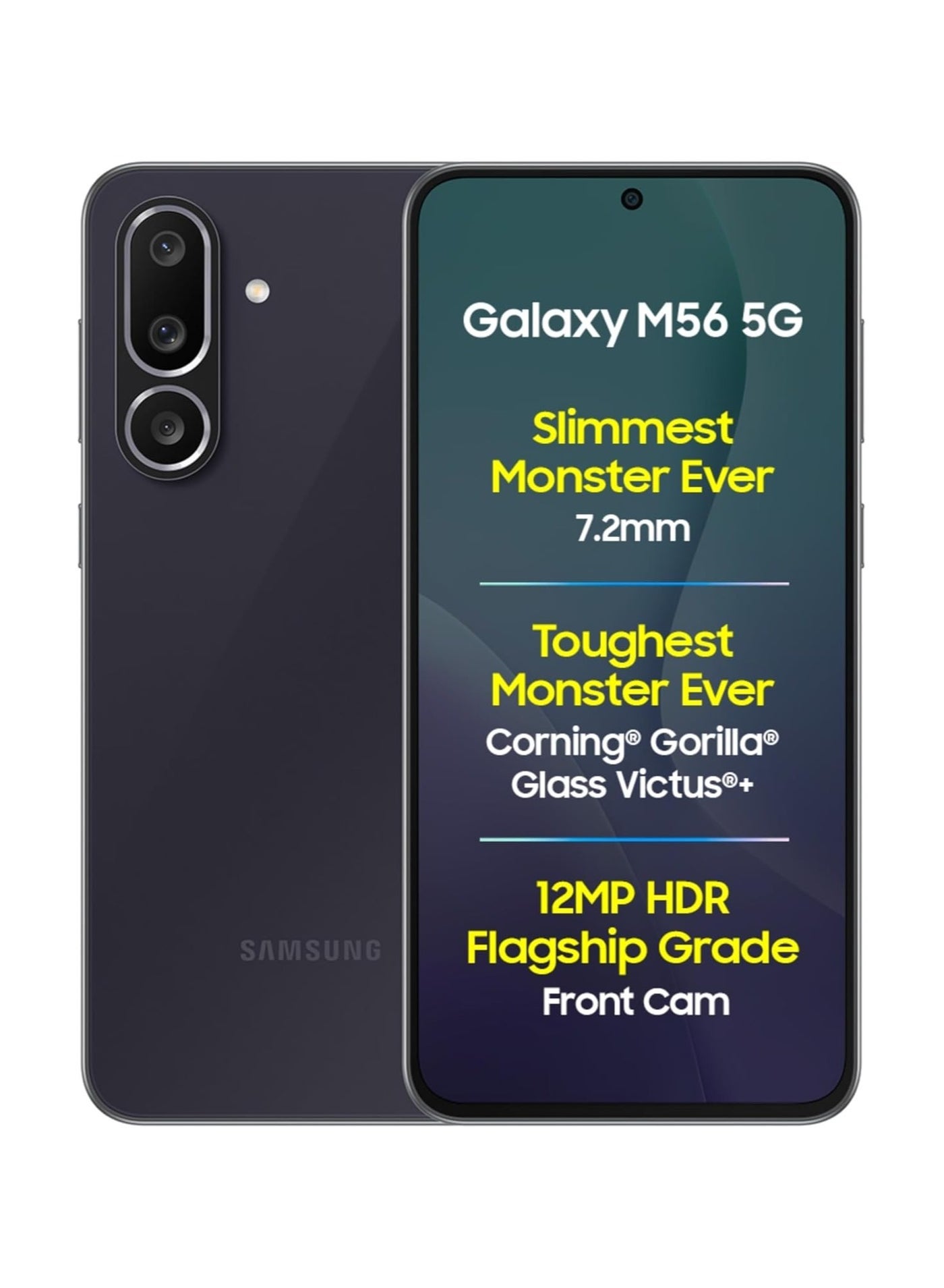 Samsung Galaxy M56 5G Mobile (Black, 8GB RAM, 256 GB Storage)| Segment's Slimmest | Gorilla Glass Victus+| 10 Bit HDR Video| 50MP Camera| AI | Vapour Cooling Chamber| Lag-Free Gaming| Without Charger
