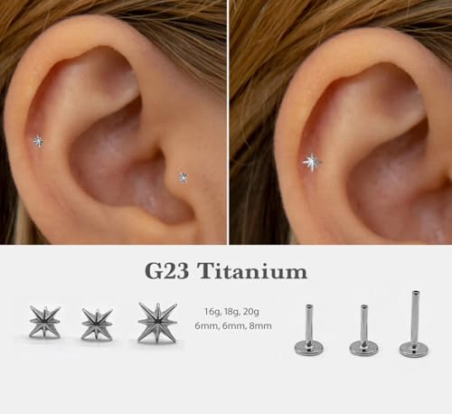 NONTAI Tiny Tragus Piercing 16G Titanium Flat Back Earrings Silver Cartilage Conch Helix Piercing Jewelry - Image 2