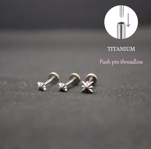 NONTAI Tiny Tragus Piercing 16G Titanium Flat Back Earrings Silver Cartilage Conch Helix Piercing Jewelry - Image 4
