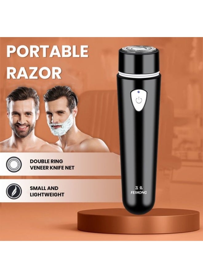 ماكينة حلاقة كهربائية، ماكينة حلاقة محمولة، ماكينة حلاقة جيب لاسلكية مقاومة للماء، ماكينة حلاقة كهربائية قابلة لإعادة الشحن عبر USB للرجال - أسود - Image 2