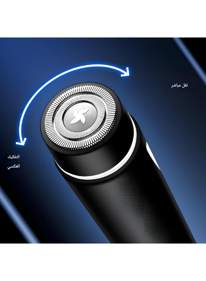 ماكينة حلاقة كهربائية، ماكينة حلاقة محمولة، ماكينة حلاقة جيب لاسلكية مقاومة للماء، ماكينة حلاقة كهربائية قابلة لإعادة الشحن عبر USB للرجال - أسود - Image 4