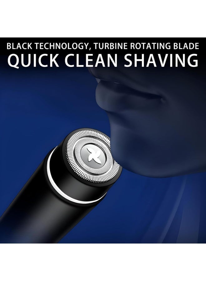 ماكينة حلاقة كهربائية، ماكينة حلاقة محمولة، ماكينة حلاقة جيب لاسلكية مقاومة للماء، ماكينة حلاقة كهربائية قابلة لإعادة الشحن عبر USB للرجال - أسود - Image 5