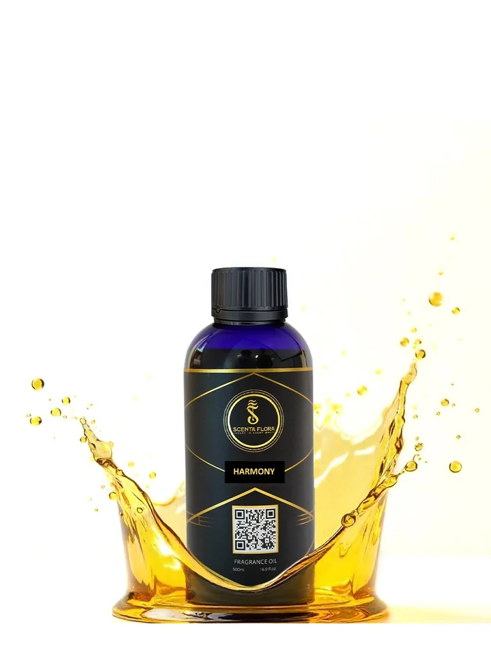 سينتا فلورا زيت عطري "Harmony" من SCENTA FLORA لأجهزة نشر الروائح والعلاج العطري (500 مل) | مزيج مثالي من الياسمين والروائح الزهرية والعنبر | مثالي لغرف المعيشة أو غرف النوم أو المكاتب.