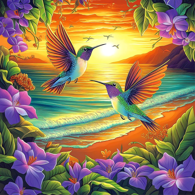 MINIWAN 500 Piece Jigsaw Puzzle for Adults Hummingbirds Beach Flower Design Challenging Unique Puzzle 20x20 Inches Perfect for Family Fun - Image 3