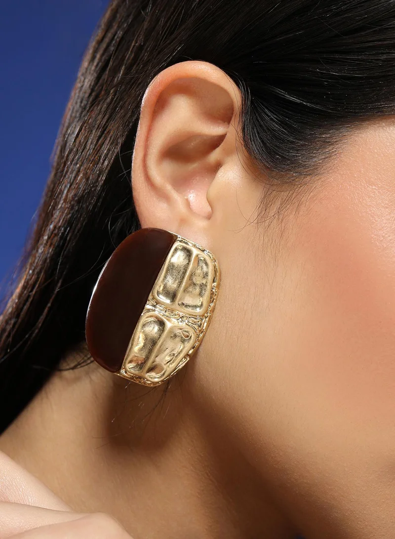 Sohi  Women The Nefertiti Statement Earrings | Antique Gold Colour | One-Size | Artificial Stone Alloy Material | Push Back Closure | Earrings For Casual & Evening Wear for Women | Best Price UAE