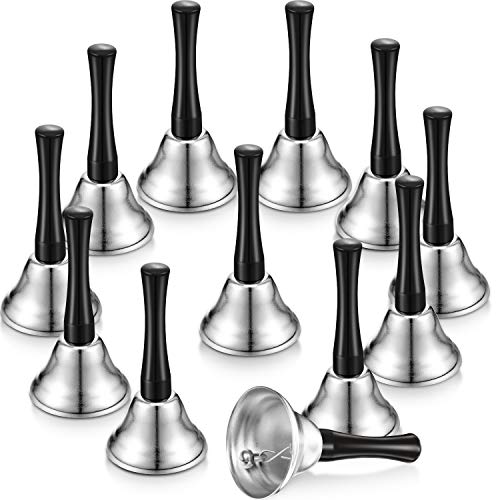 Boao 12 Pieces Metal Hand Bells Music Service Hand Bells Musical Instruments Percussion for Christmas Party Supplies(Silver) - Image 1