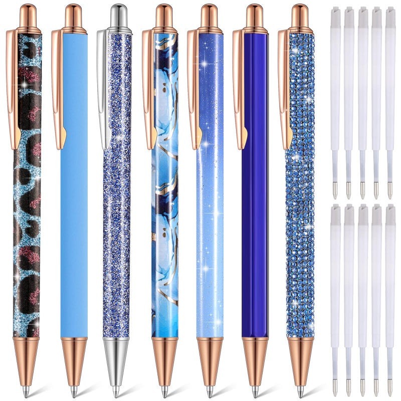Sherr 7 Pcs Fancy Pens for Women Cute Sparkly Glitter Pens with 10 Pcs Black Ink Refills Pretty Gifts for Girls Office School Christmas Graduation(Adorable) - Image 1