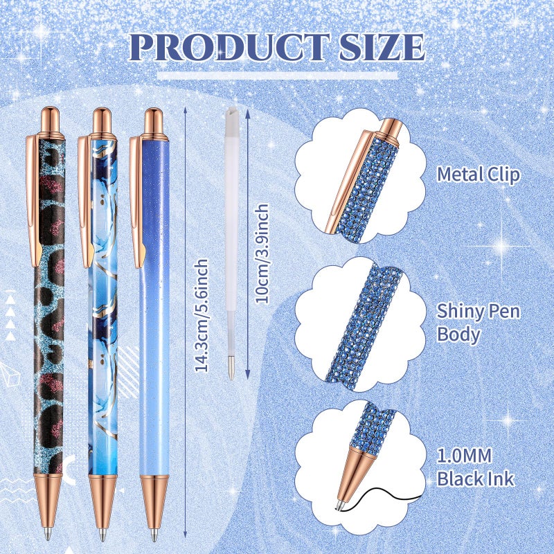 Sherr 7 Pcs Fancy Pens for Women Cute Sparkly Glitter Pens with 10 Pcs Black Ink Refills Pretty Gifts for Girls Office School Christmas Graduation(Adorable) - Image 2