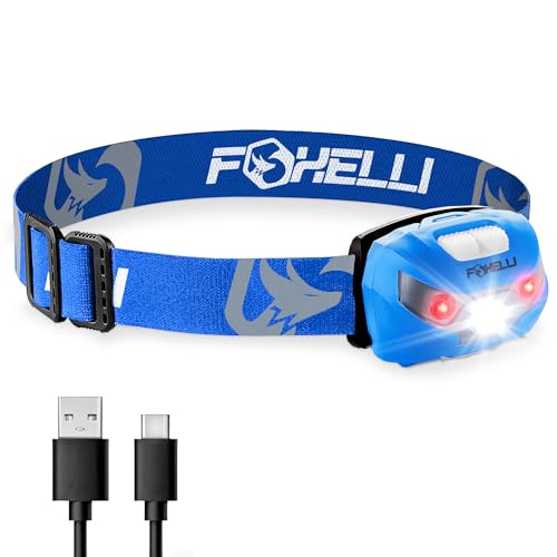 Foxelli USB-C Rechargeable LED Headlamp – Super Bright, Lightweight Head Lamp for Running, Camping, Hiking & Work – Comfortable Fit for Adults & Kids - Image 1
