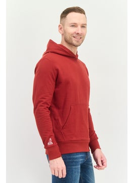 KANGOL Men Hooded Long Sleeves Brand Logo Sweatshirt, Dark Red  - Image 2
