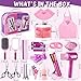 Toylink Hair Salon Pretend Play Toys for Girls 3 4 5 6 Year Old Makeup Playset Toddler Dress Up Beauty Hair Stylist Kit with Hairdryer Straightener Apron Portable Box Birthday Gifts for Girls 46 - Image 3
