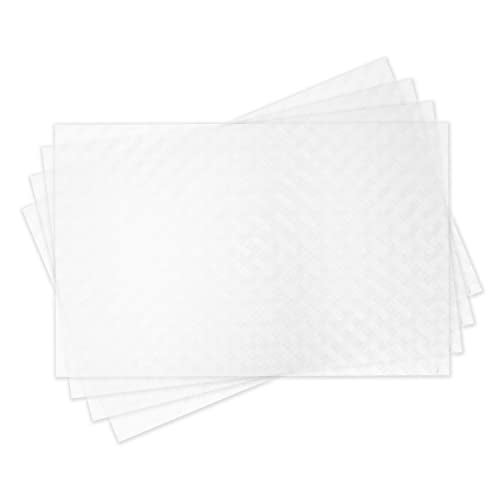ElastPro Placemat Set of 4 Heat-Resistant Place Mats Stain Resistant Washable, Dining Table and Fridge Mat (Diagonal Pattern, Transparent - Image 1