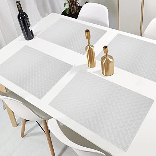 ElastPro Placemat Set of 4 Heat-Resistant Place Mats Stain Resistant Washable, Dining Table and Fridge Mat (Diagonal Pattern, Transparent - Image 3