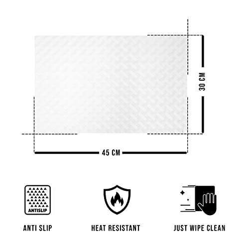 ElastPro Placemat Set of 4 Heat-Resistant Place Mats Stain Resistant Washable, Dining Table and Fridge Mat (Diagonal Pattern, Transparent - Image 5