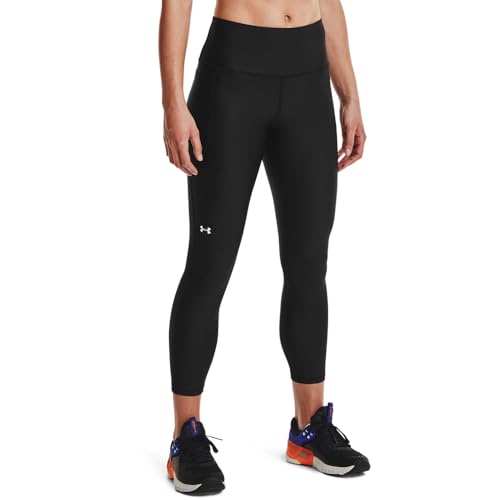 Under Armour Women's Tech High Rise Ankle Leggings with Pockets, for Workout, Gym, and Yoga, Black/White, Small - Image 1