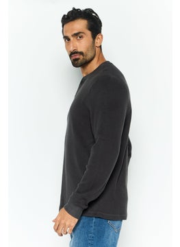 Men Henley Neckline Textured Long Sleeves Sweatshirt, Dark Grey - pzsku/Z535A9516A49F990A6481Z/45/_/1737642009/8171c636-2299-4726-a4e6-cc0ecf13ee04