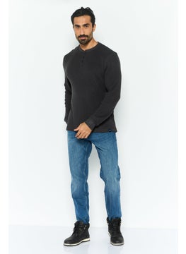 Men Henley Neckline Textured Long Sleeves Sweatshirt, Dark Grey - pzsku/Z535A9516A49F990A6481Z/45/_/1739110373/0231e581-deae-4b2b-83db-72ee6f733b07