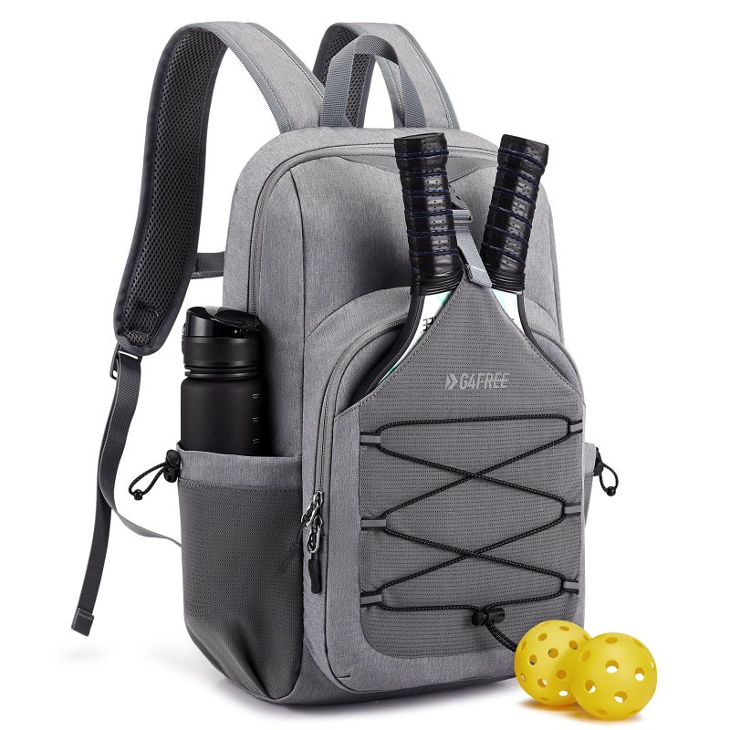 G4Free Lightweight Pickleball Bag Pickleball Backpack for Women and Men Adjustable Padel Bag Fits 2 to 4 Paddles Shoulder Daypack for Sports lightgrey Backpack - Image 2