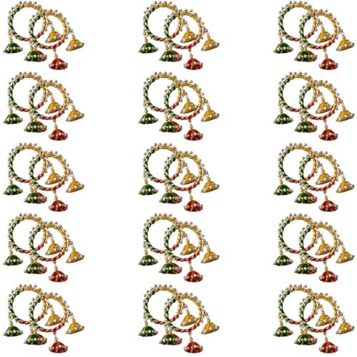 Saugat Traders Return Gift for Women for Pooja Bulk Varalakshmi Vratham, Wedding, Haldi Ceremony, Mehndi Function, Bridal Shower Gifting, Traditional Bangles with Latkan (15 Pairs) - Image 1