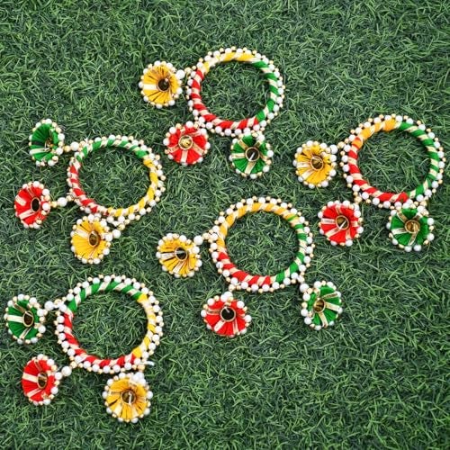 Saugat Traders Return Gift for Women for Pooja Bulk Varalakshmi Vratham, Wedding, Haldi Ceremony, Mehndi Function, Bridal Shower Gifting, Traditional Bangles with Latkan (15 Pairs) - Image 3