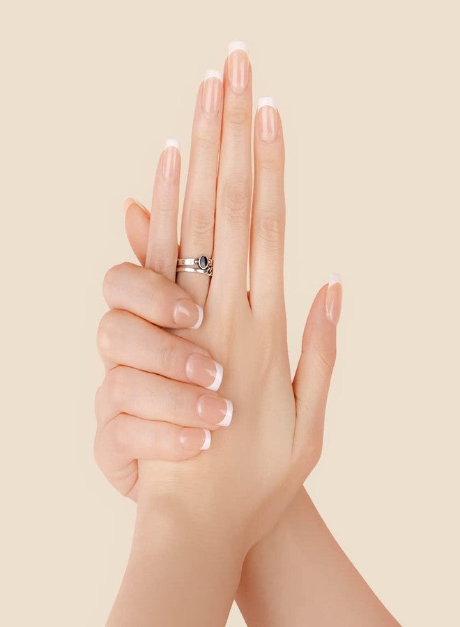 EA E&A 24Pcs Short French Press On Nails For Woman, Full Cover French Tip Press On Nails Short Acrylic Fake False Nail Tips 12 Sizes - Image 4