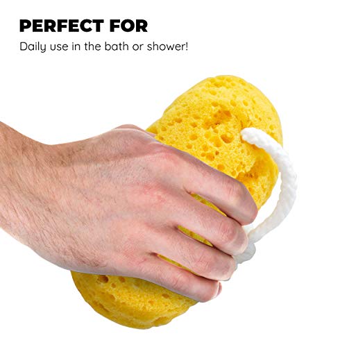 Jacent Deep Cleaning Foam Body Sponge for Bath and Shower, Soft Loofah Scrubber for Men & Women, Yellow - Image 4