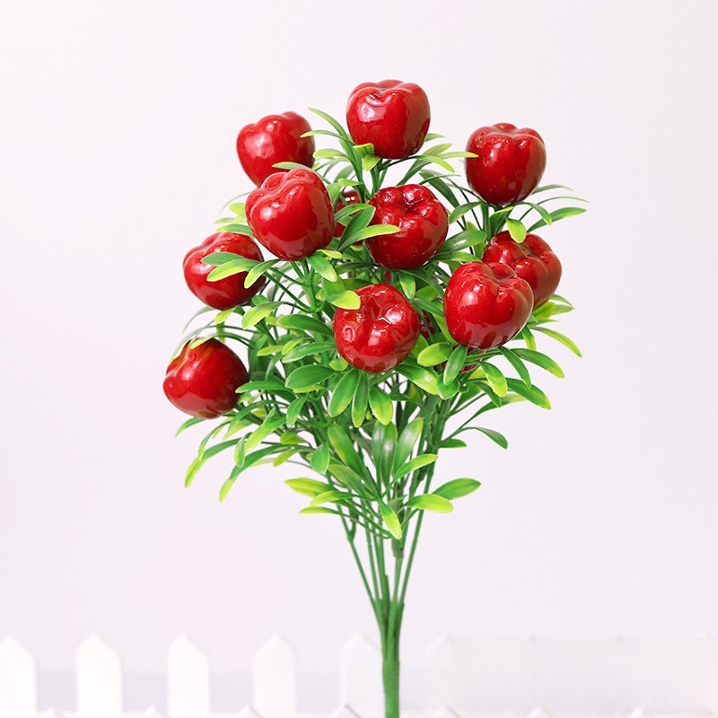 Generic Artificial Citrus  Pomegranate Home Decor[7-fork bundle of apples]] [7-fork bundle of apples]] 