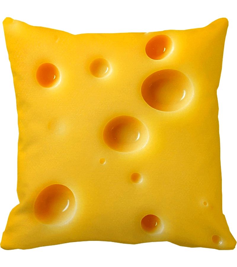 20 Inch Cheese Enthusiast Funny Swiss Cheese Design Pillowcase Melting Cheese And Hole Pattern Zipper Closure Machine Washable Soft Cushion Cover Suitable For Kitchen Home Decoration Gift For Chef Baker Hostess Mom Wife Sister Foodie - Image 1