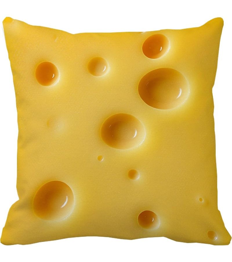 20 Inch Cheese Enthusiast Funny Swiss Cheese Design Pillowcase Melting Cheese And Hole Pattern Zipper Closure Machine Washable Soft Cushion Cover Suitable For Kitchen Home Decoration Gift For Chef Baker Hostess Mom Wife Sister Foodie - Image 3