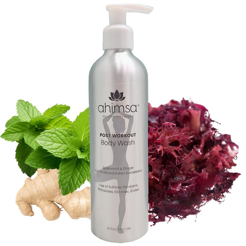 Ahimsa Irish Moss Body Wash for Glowing Hydrated Skin YogaInspired Refreshing Spearmint Ginger AntioxidantRich Vegan SulfateFree Gentle EcoFriendly Sustainable 10oz - Image 1