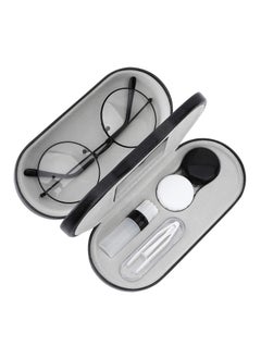 KASTWAVE Double Eyeglass Case, KASTWAVE Contact Lens Case with Mirror Tweezers Remover, 2 in 1 Double Sided Portable Contact Lens Box Holder Container Soak Storage Kit Sunglasses Pouch for Men & Women  - Image 1