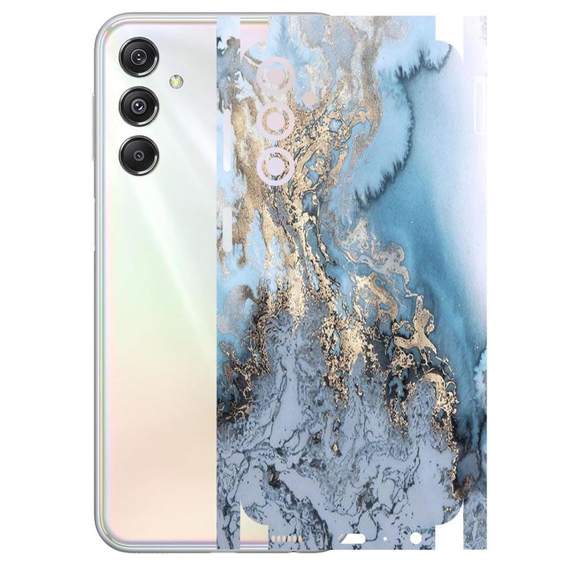 - Compatible for Samsung Galaxy M34 (5G) - Mobile Back Skin Sticker - Lamination - Film Wrap (Coverage - Back+Camera+Sides) (Design - Blue Marble)