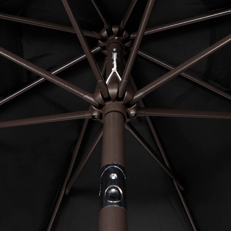 Blissun 9' Outdoor Patio Umbrella, Outdoor Table Umbrella, Yard Umbrella, Market Umbrella with 8 Sturdy Ribs, Push Button Tilt and Crank (Black) - Image 3