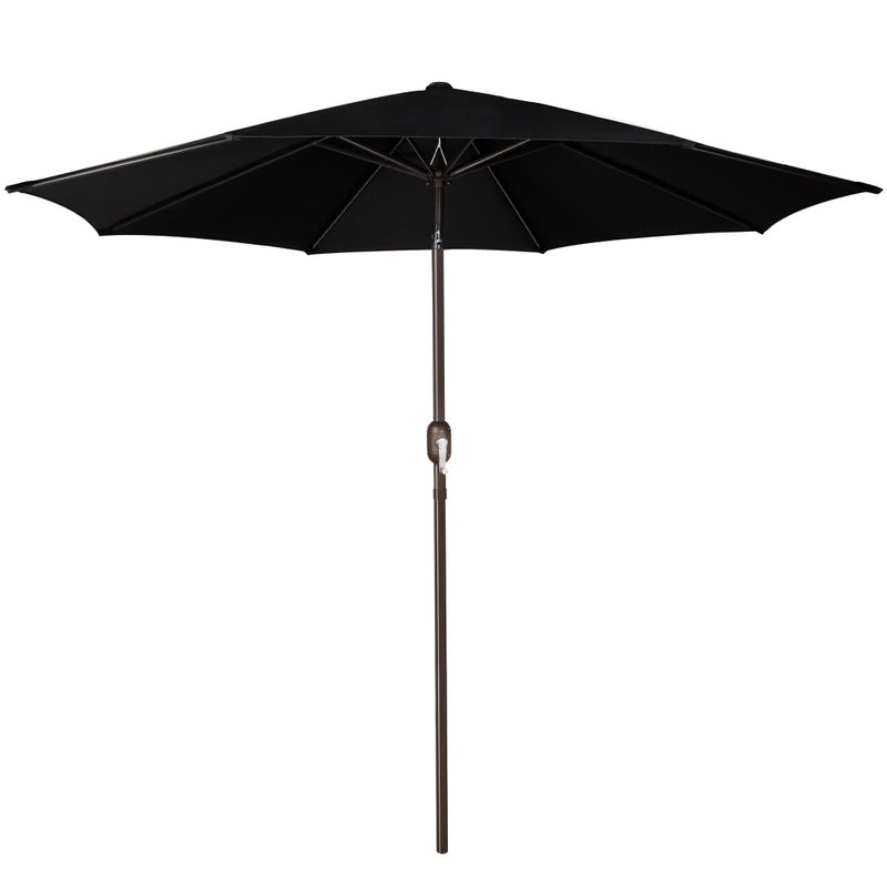 Blissun 9' Outdoor Patio Umbrella, Outdoor Table Umbrella, Yard Umbrella, Market Umbrella with 8 Sturdy Ribs, Push Button Tilt and Crank (Black) - Image 1