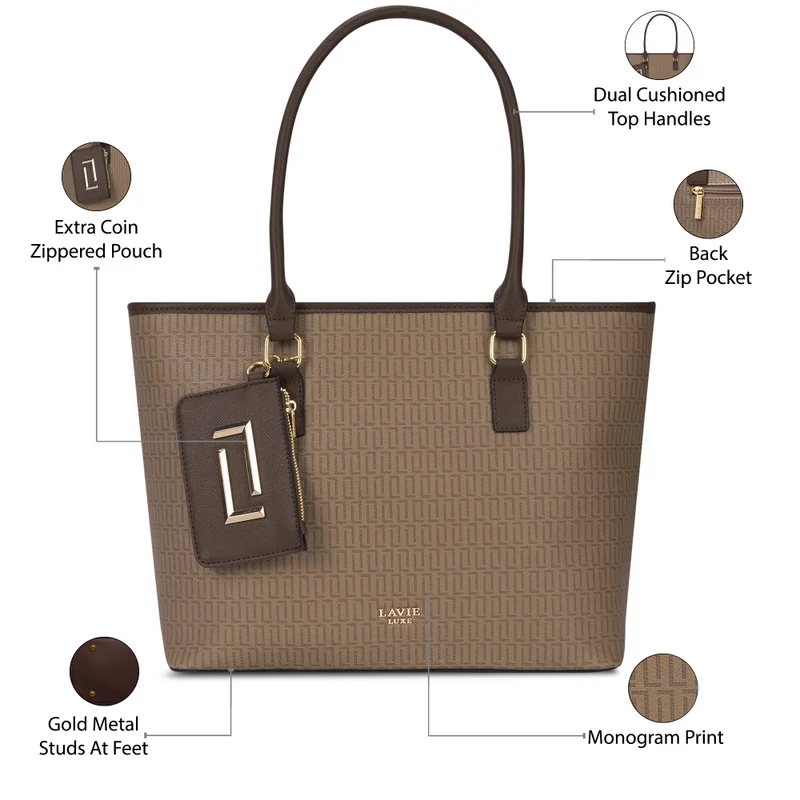 Lavie Luxe Women's Mono Sherryl25 Pro Laptop Handbag (Coffee)