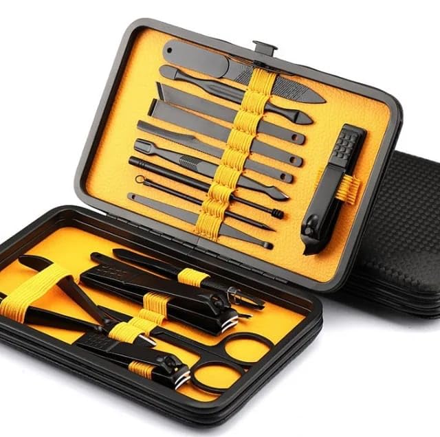 BANIRA pedicure kit for women manicure pedicure kit nail kit nail cutter kit Perfect Gifts for Women and Men 18 in 1 yellow - Image 1