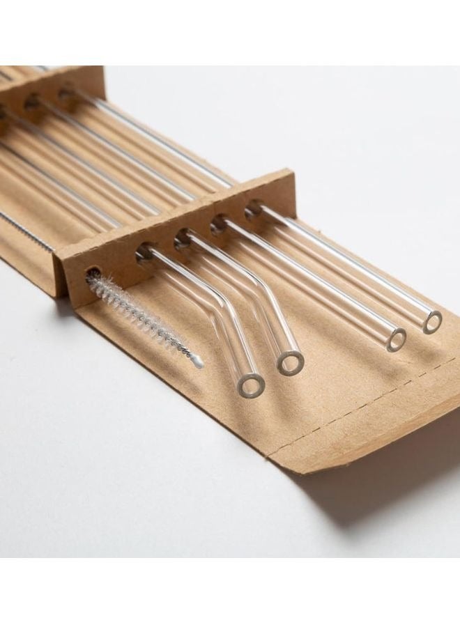 Clear Glass Straws Set, 5 Pieces - 4 x Straws, 1 x Brush, Suitable for Drinking and Juice - Image 2