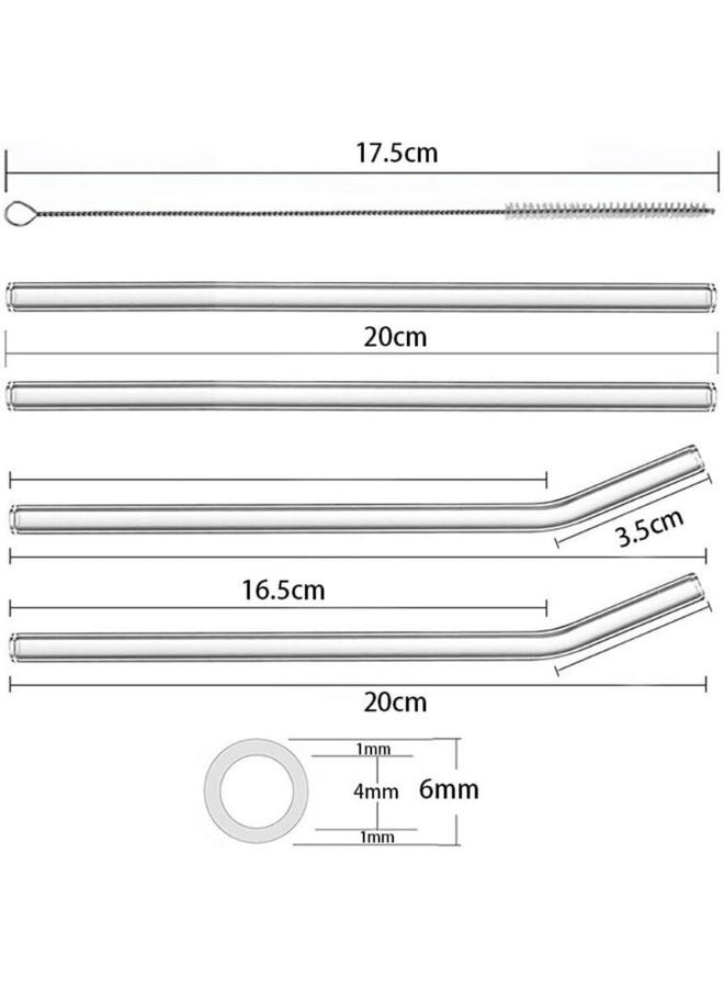Clear Glass Straws Set, 5 Pieces - 4 x Straws, 1 x Brush, Suitable for Drinking and Juice - Image 3